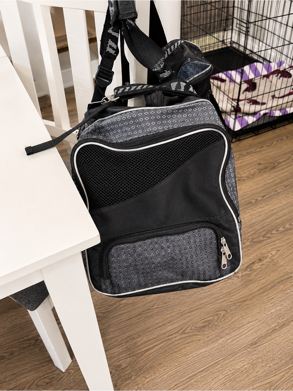 Warrior Black Gray Sports Gear Duffel Bag Multi Pocket Athletic Travel Bag - Picture 4 of 7